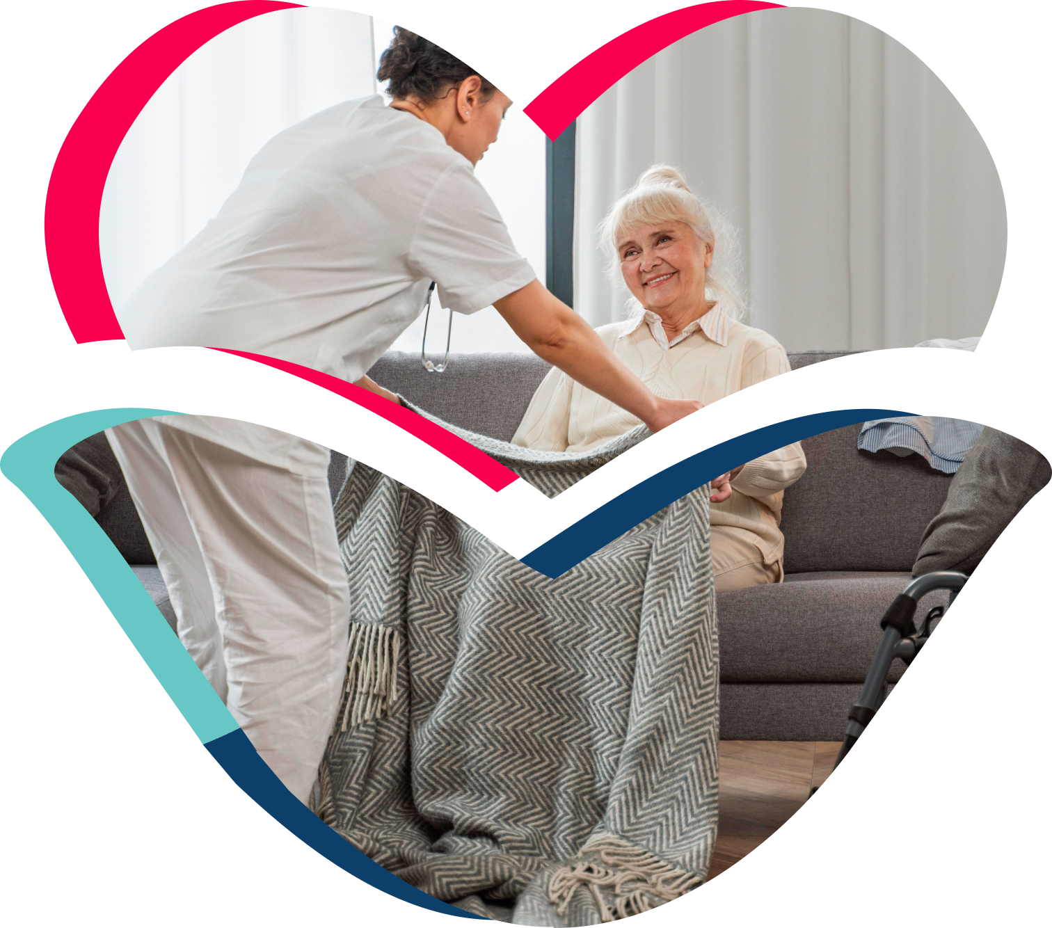 Caregivers supporting a senior resident